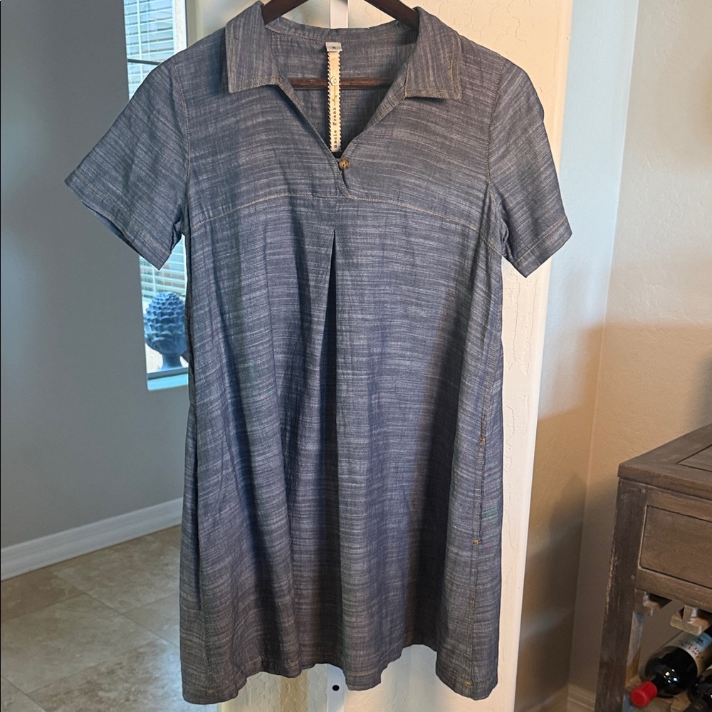 Uncle Frank Lightweight Denim Blue dress with pockets SM